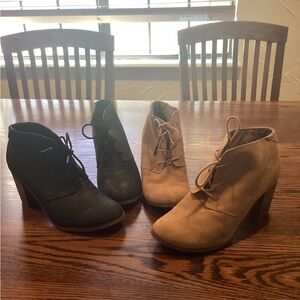 Lot of 2 Pairs Tom’s Black and Tan Ankle Booties